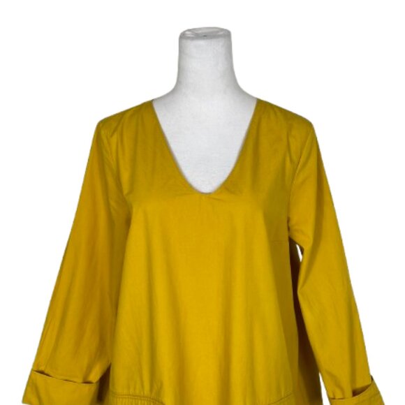 COS Women's Cotton Oversized Contemporary Dress Long Sleeve Size 12 Mustard - Picture 3 of 11